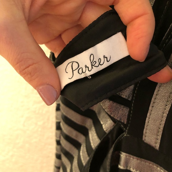 Parker Silver Lamb Leather Halter Mini Dress, S - Picture 6 of 8